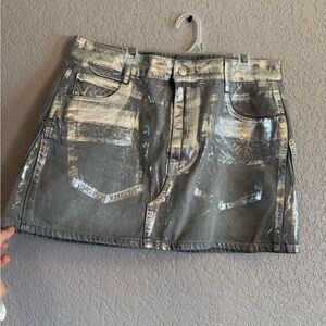 Gianni Bini Silver-Toned Denim Skirt